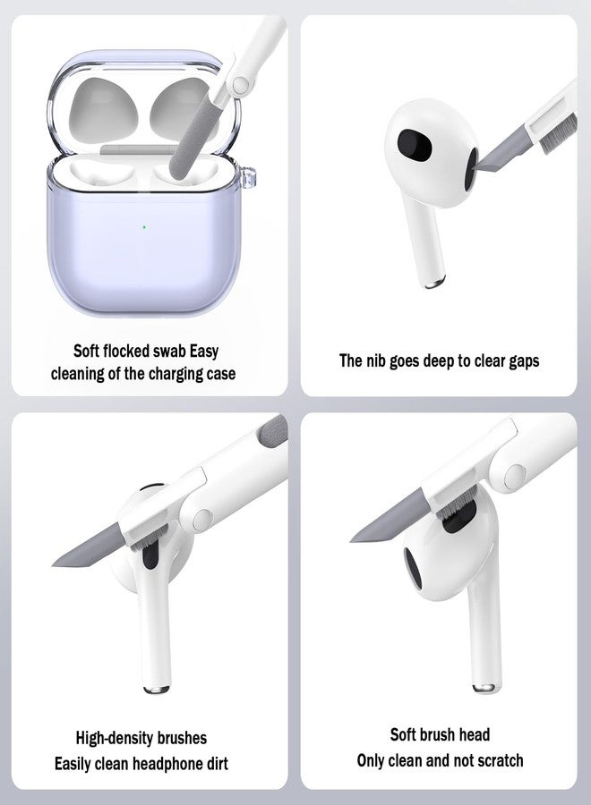 MHYALUDO غطاء حماية MHYALUDO لسماعات AirPods من الجيل الثالث، مصنوع من مادة TPU شفافة ناعمة مقاومة للصدمات، بمواصفات عسكرية، مع قلم تنظيف لعلبة شحن سماعات Apple AirPods 3 (إصدار 2021)، لون أسود شفاف - Image 3